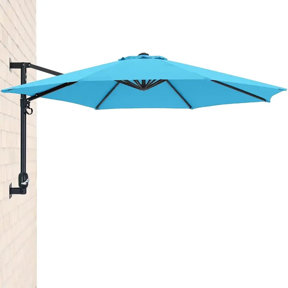 ABCCANOPY Patio Umbrella 10FT - Wall Mount Outdoor Hanging Umbrella Sunshade Umbrella with Crank for Balcony,Apartment,Patio,Garden