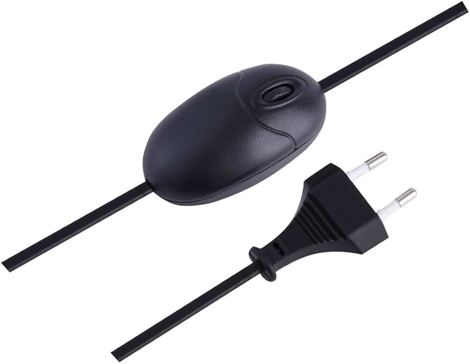 Electraline 70117 Dimmschalter mit Kabel 1,5 m, max. 160 W, Small, Weiß/Schwarz