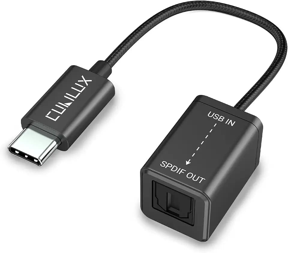 Cubilux USB C auf TOSLINK Adapter, optischer SPDIF-Ausgang, 192kHz/24Bit
