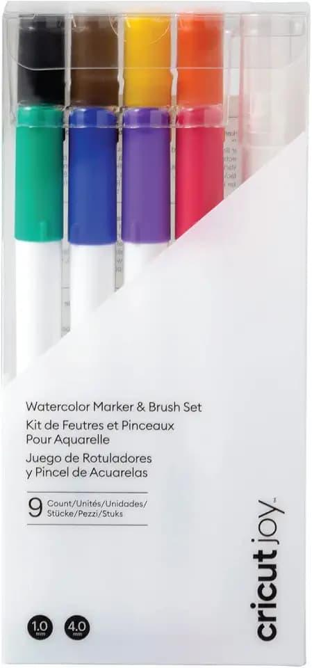 Cricut Watercolor Marker & Brush Set 8 Marker, 1 Wasserpinsel Erstellen Sie ein Aquarell Meisterwerk mit Ihrer Joy Maschine, Multi, 9 Stück 2009978 mehrfarbig Cricut Joy