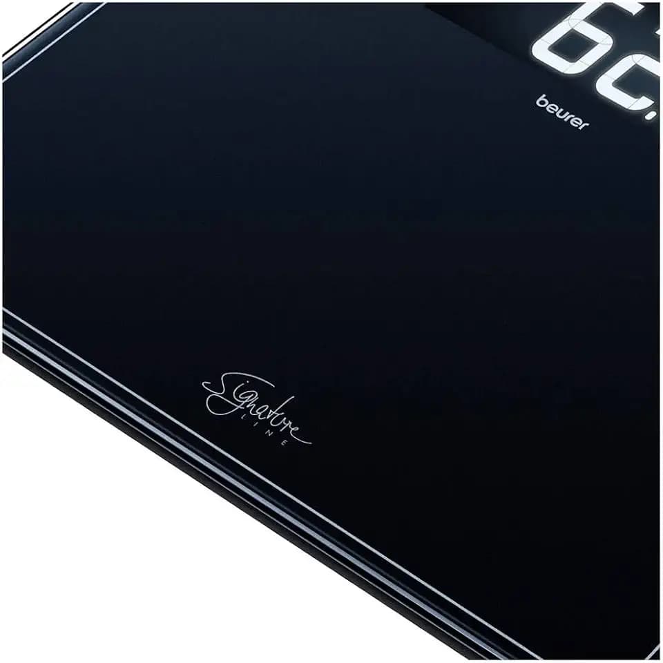 Beurer GS 410 black Signature Line Glas-/Personenwaage, mit extra großer Trittfläche aus Sicherheitsglas, stylischem Schwarz-Display im XXL-Format und Tragkraft bis 200 kg