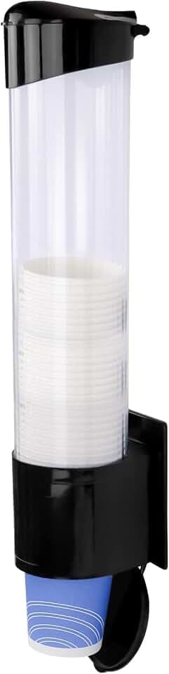 Cup Dispenser Black, Water Cooler Pull Type Cup Holder Fits 5oz - 7oz Cups