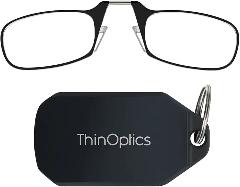 ThinOptics Keychain Case and Readers Rectangular Reading Glasses, Black, 44 mm + 2.5 dioptre