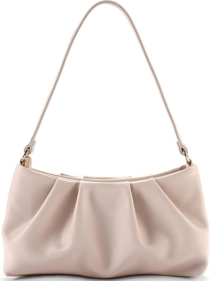 Women's Clutch Purse, Pleated Evening Handbag, Shoulder Bag with Detachable Chain and Shoulder Strap