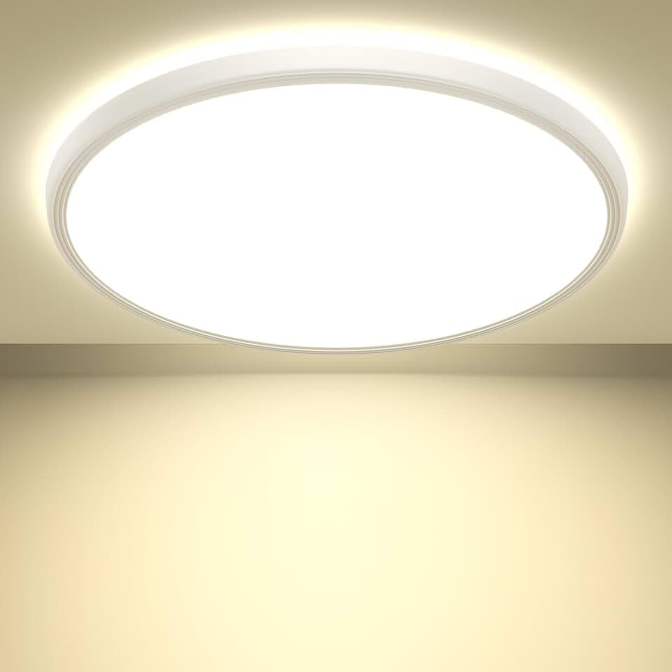 Led Deckenleuchte mit Radar Bewegungsmelder innen - 18W 2500LM Rund Flach 4000K Weiss Led Deckenlampe Bewegungsmelder Innen Lampe Decke Wandleuchte Wandlampe Sensor Licht für Flur Garage Keller Balkon