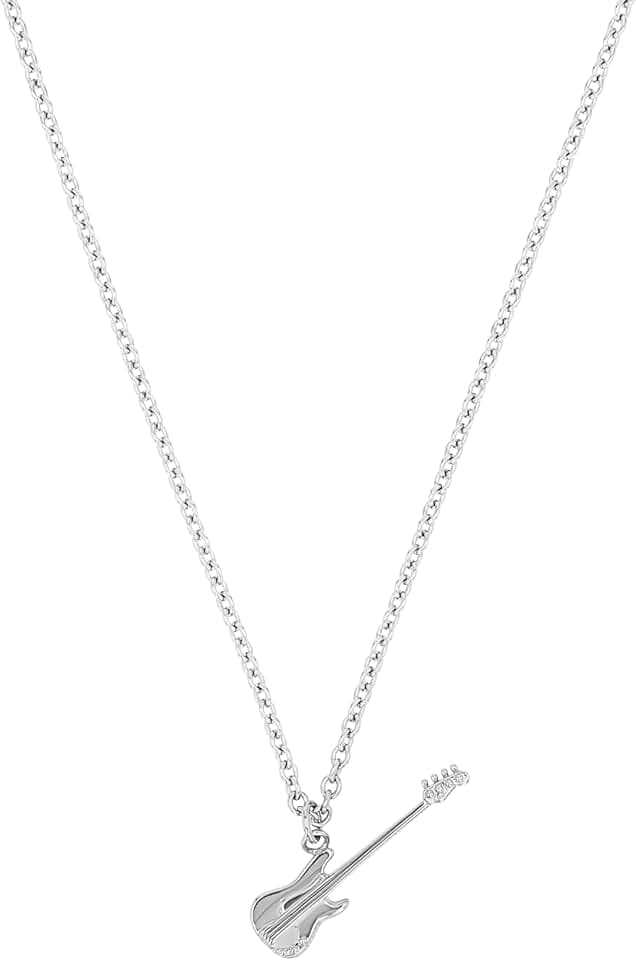 Amor Scorpions by Kette mit Anhänger 925 Sterling Silber Unisex Damen Herren Halsschmuck, 45+5 cm, Silber, Gitarre, Kommt in Schmuck Geschenk Box, 2040531