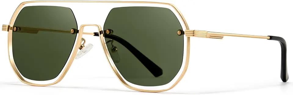 SUNGAIT Hollow Geometric Oversized Aviator Sunglasses for Women Men Metal Frame Retro Trendy Shades UV Protection