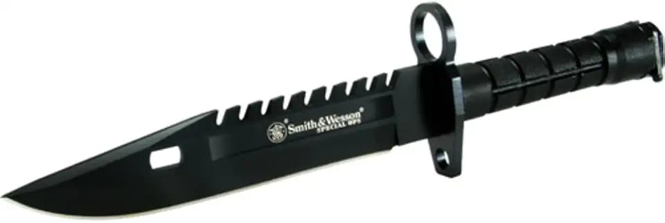 Smith & Wesson SW3B 12.8in S.S. Fixed Blade Knife with 7.8in Bowie Blade with Notched Spine and Nylon Fiber Handle for Outdoor, Tactical, Survival and EDC