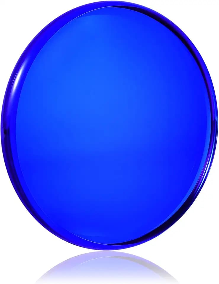 Premium Crystal Glass Spinning Top Base, Double Concave Thicker (S, Blue)