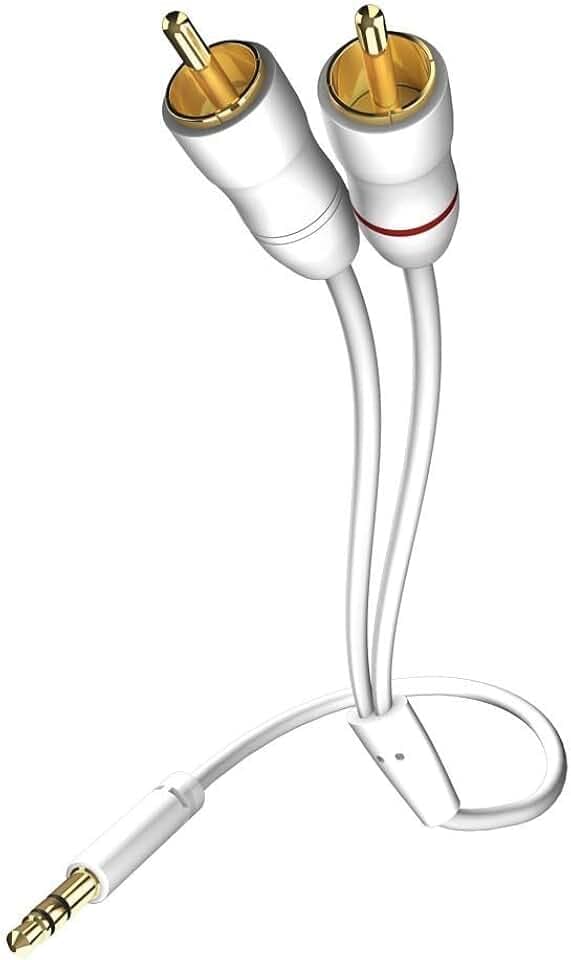 inakustik – 003100015 – Star Klinkenadapter - 3,5mm Klinke -> 2 x RCA | Für den Anschluss vom Smartphones, Tablets oder PC an HiFi-Verstärker | 1,5m in Weiß | Folienschirm gegen äußere Störeinflüsse