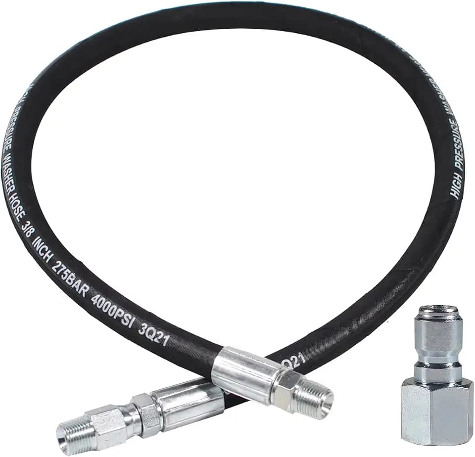 YAMATIC Pressure Washer Whip Hose 4 FT For Hose Reel, 3/8" Swivel Connector