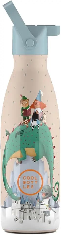 Cool Bottles - Thermosflasche für Kinder - Wasserflasche aus Edelstahl - 350 ml - Dragon Dreams - Kalte Getränke 36 Stunden und Heiße Getränke 18 Stunden - Farbprägung - BPA Frei