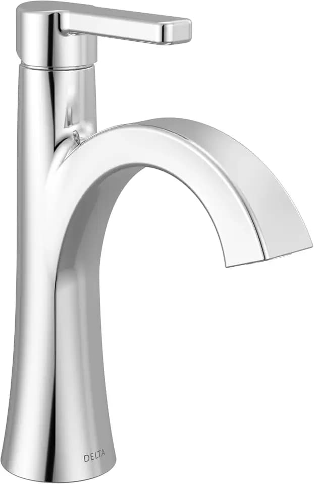 Delta Lineax Chrome Bathroom Faucet 1 Hole, Single Hole Bathroom Sink Faucet for Vanity, Metal Push-Pop Drain Assembly, Chrome 562-MPU-DST