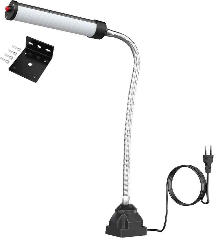 24W LED Arbeitsleuchte,2400Lumen Flexible Gooseneck Arbeitsleuchte mit Schraube Fixation Base,Industrielle Beleuchtung für Drehmaschine CNC Fräsen Bohrpresse Nähmaschine,Langlebige Werkstattlampe für