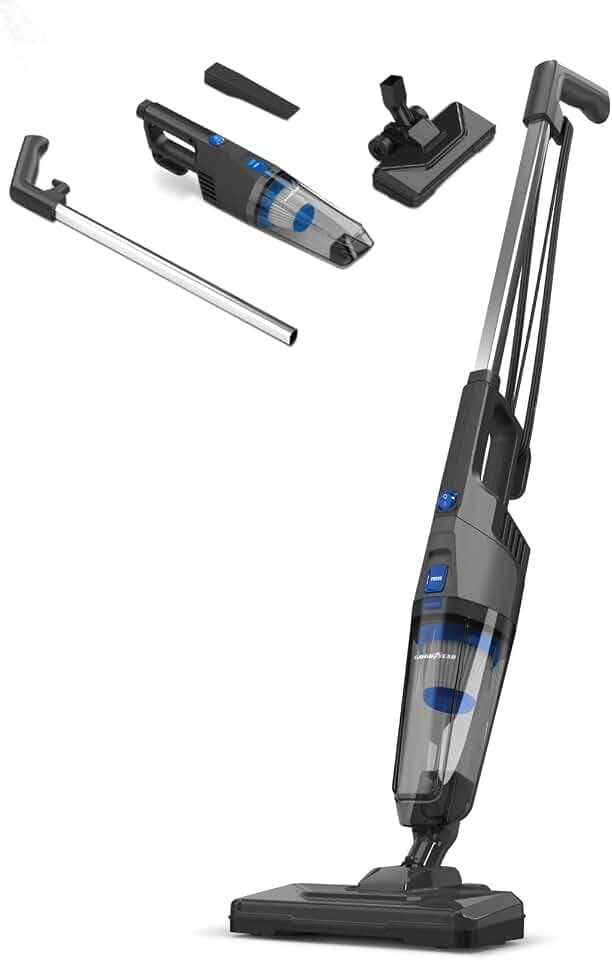 Goodyear – Stabstaubsauger 600W ohne Beutel, 18 kPa Starke Saugkraft, kompakt & leicht (1,93 kg), Leiser Bodenstaubsauger mit 0,6 L Staubbehälter, 3,8 m Kabel & Luftstromregelung