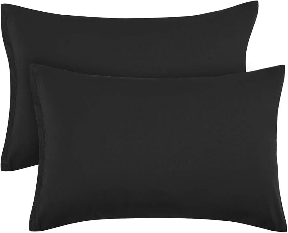 PiccoCasa Kissenbezüge mit Reißverschluss, 50 x 90 cm, Schwarz, 2 Stück