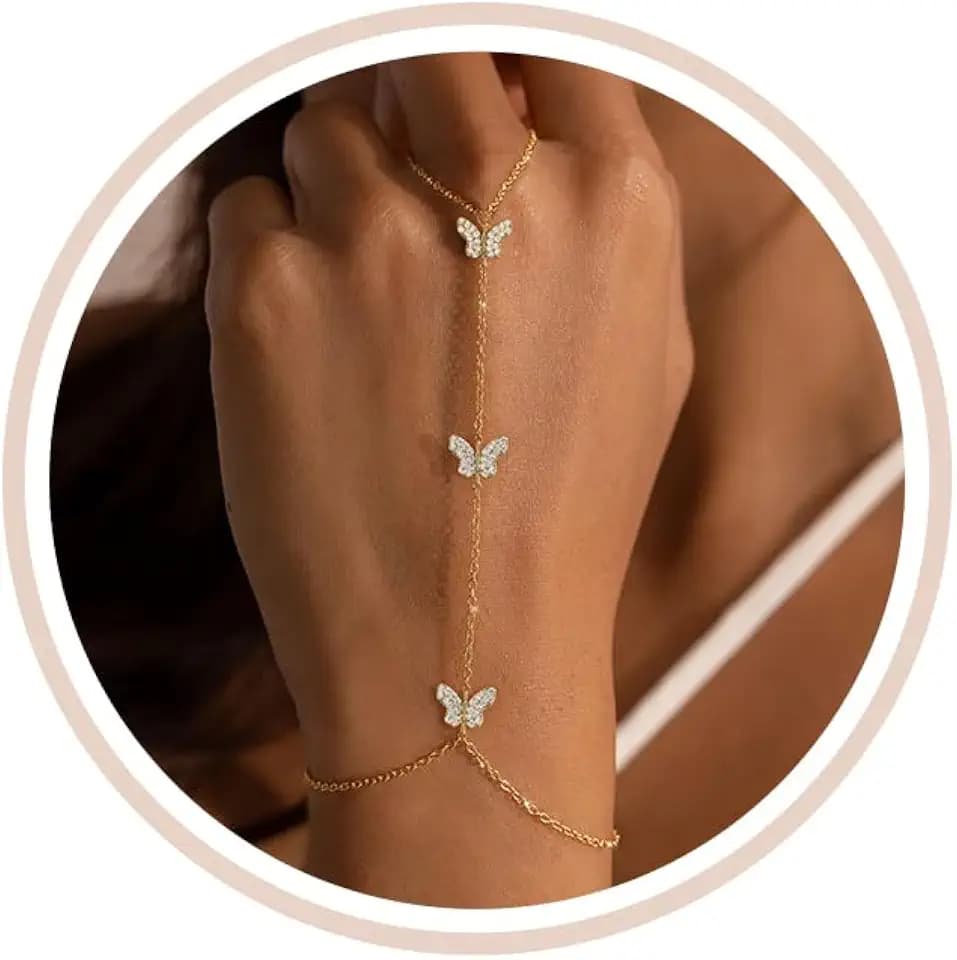 Gold Hand Chain Bracelets for Women Trendy Dainty Clover Bracelet