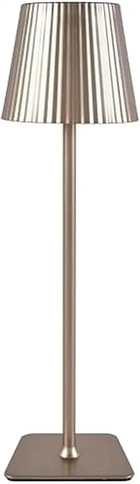 Mikasa 14.8-Inch Champagne Rechargeable LED Lamp with Touch Control - Cordless Table Lamp, 3 Light Colors, Stepless Dimming, 5000mAh Battery, Iron Construction