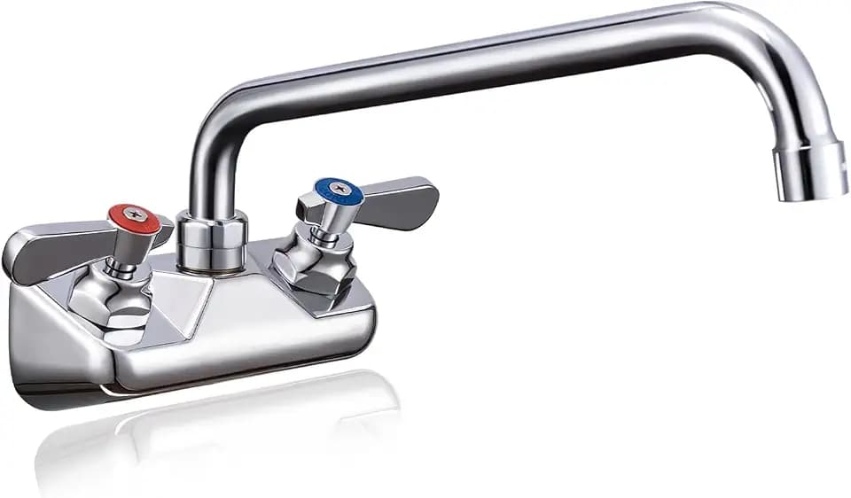 4" Center 12" Spout Commercial Wall Mount Sink Faucet for Restaurant & Bar