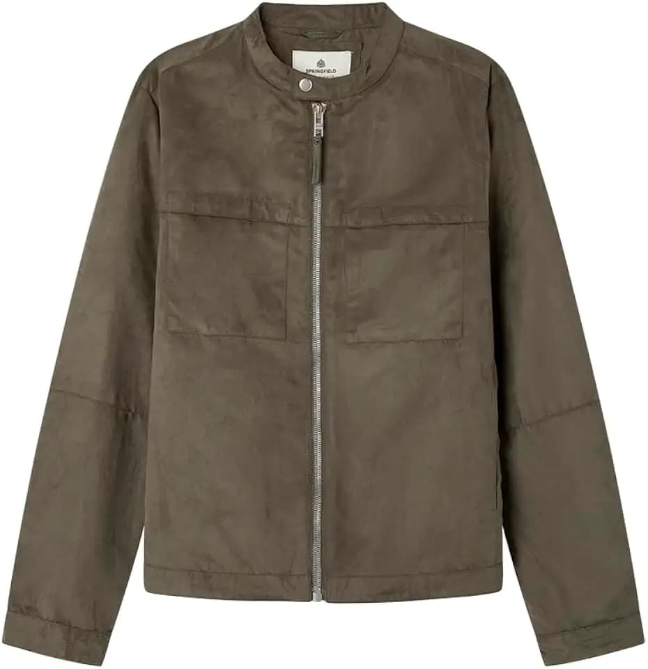 Springfield Herren Suede Biker Smart With Front Zip Closure And Side Frontal Pockets. Wildlederjacke