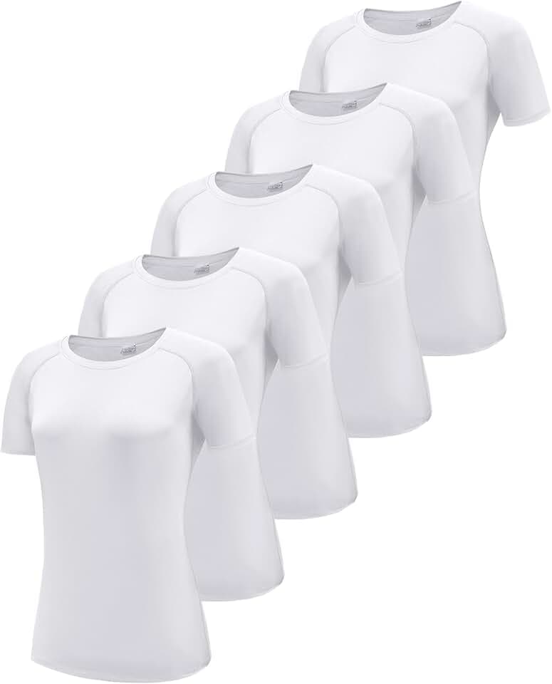 Damen 3,5er Pack Kurzarmshirt T-Shirts, UPF 50+ Sonnenschutz Schnelltrocknend Funktionsshirt Laufshirts, Atmungsaktiv Kurzarm Sportshirt Gym Yoga Running Top Freizeitshirt Workout Fitness Oberteil