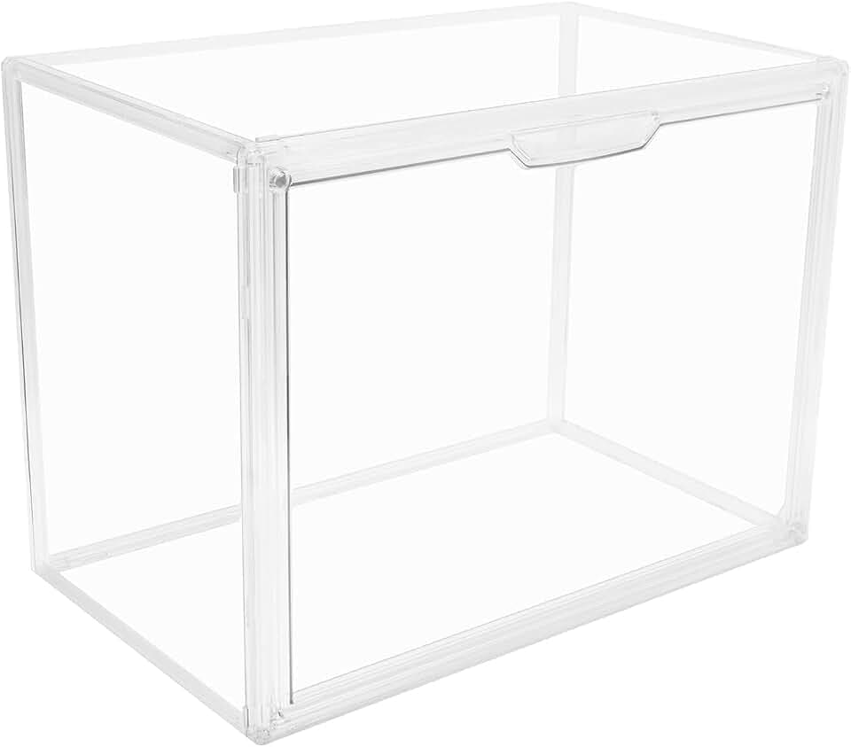 GUDEMAY Transparente, stapelbare Kunststoff-Aufbewahrungskörbe mit magnetischem Anziehungsdeckel, staubdichte Buch- und Kosmetik-Vitrinen, große Figuren, Sammlerstücke, Schuhbox, Handtasche, Hut