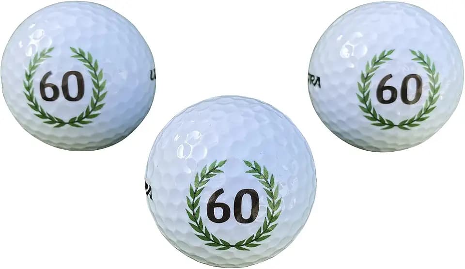 3er Set 60 er Geburtstag Golfbälle mit Happy Birthday Motiv