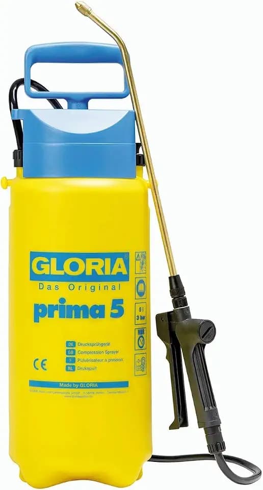GLORIA Drucksprühgerät prima 5 | 5 Liter Gartenspritze & Drucksprüher | Pumpsprühflasche für Pflanzenschutz & Unkrautvernichter | Sprühflasche für Garten & Pflanzen