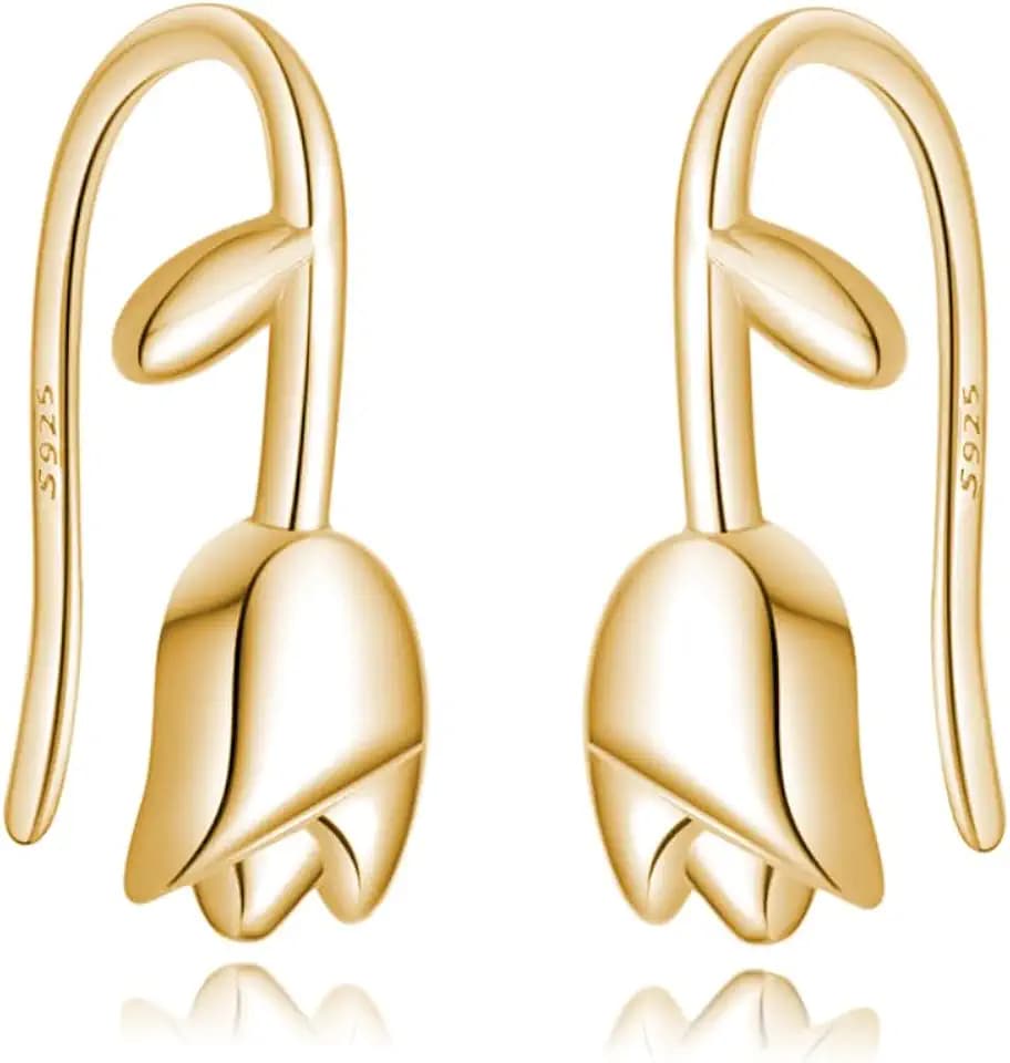 Reffeer Solid 925 Sterling Silver Flower Crawler Cuff Earrings Wraps for Women Teens Tulip Flower Wrap Earrings
