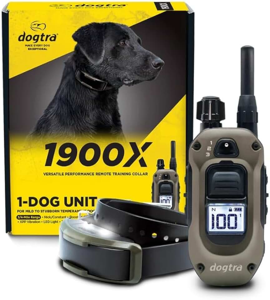 Dogtra 1900X E-Collar for Dog Training - 3/4 Mile Range, for Dogs 35 lbs+, IPX9K Waterproof, 100 Stimulation Levels, Vibration, Tone, Rechargeable - Ideal for Dog Owners and Professional Trainers