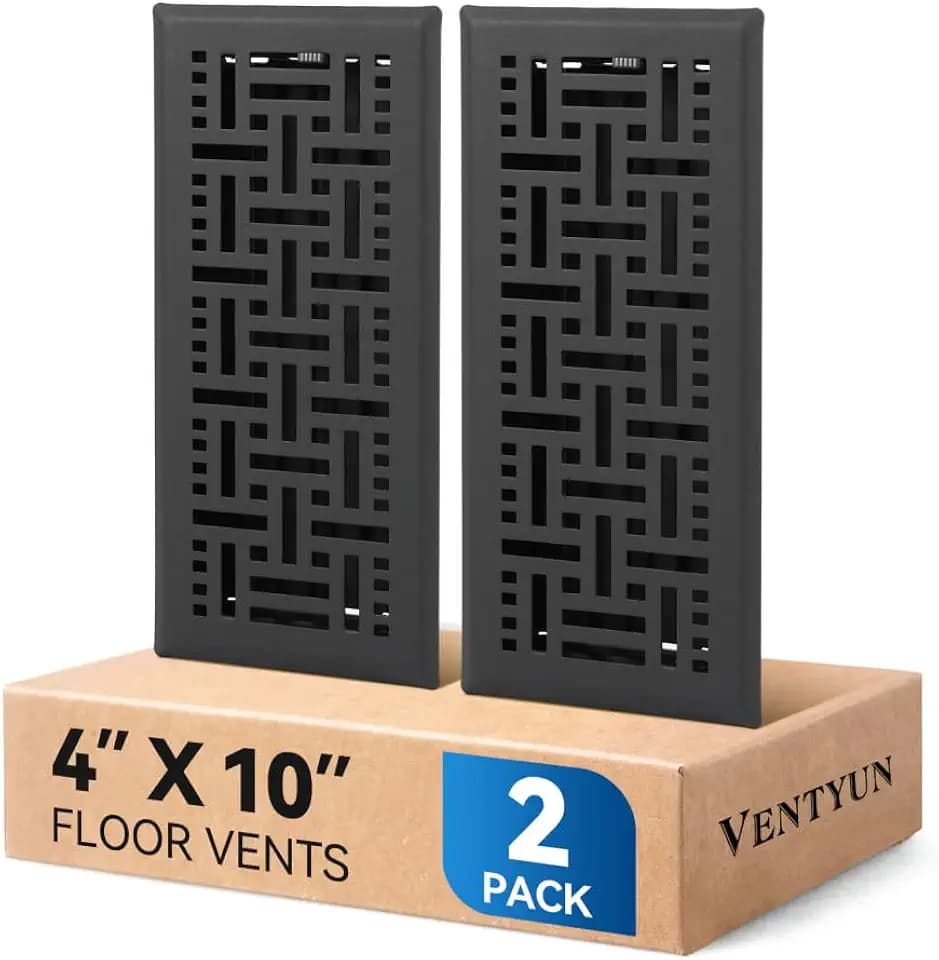 Steel Floor Register 4x10 2Pack, Black Floor Vent Covers
