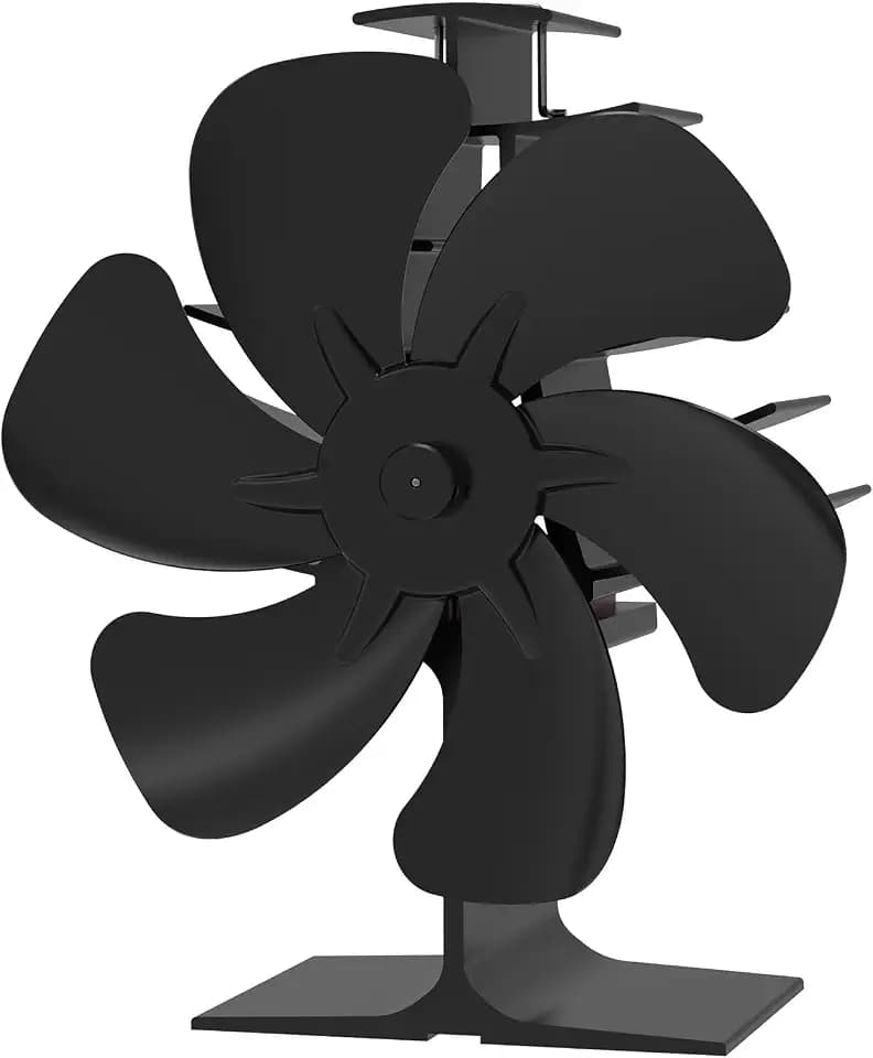 weareok Ofenventilator Kamin Ventilator Kaminventilator Kaminbesteck Lüfter für Kaminofen Holzofen Pelletofen ohne strom Leiser Betrieb mit Thermometer Wärmebetriebener Ventilator (Einzelner Kopf)
