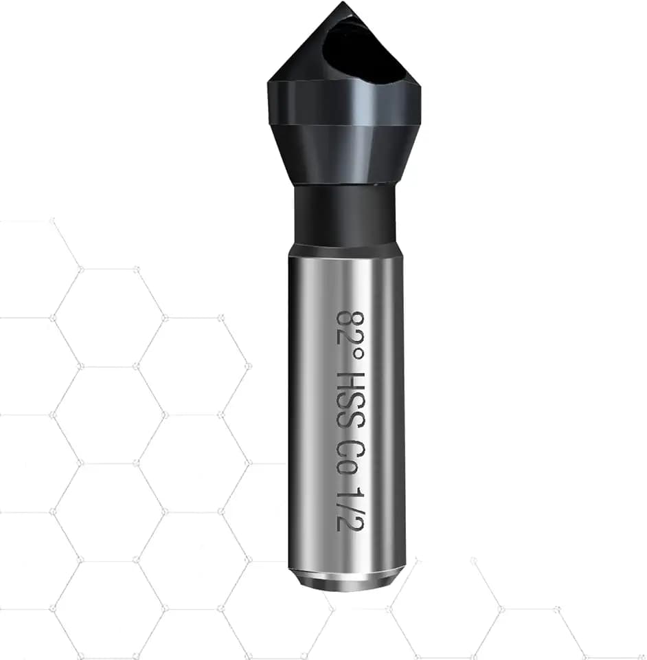 Countersink Drill Bit, TiAlN Coated M35 Cobalt 82 Degree Point Angle, 3/8" Round Shank, 1/2" Body Diameter Counter Sinker Drill Bits for Metal Wood Copper Plastic Resin