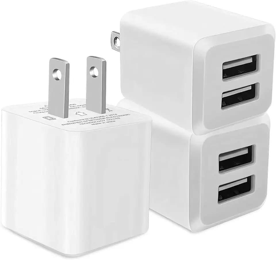 USB A Wall Charger,Dual Port Cube Power Adapter Charger Plug Block Charger