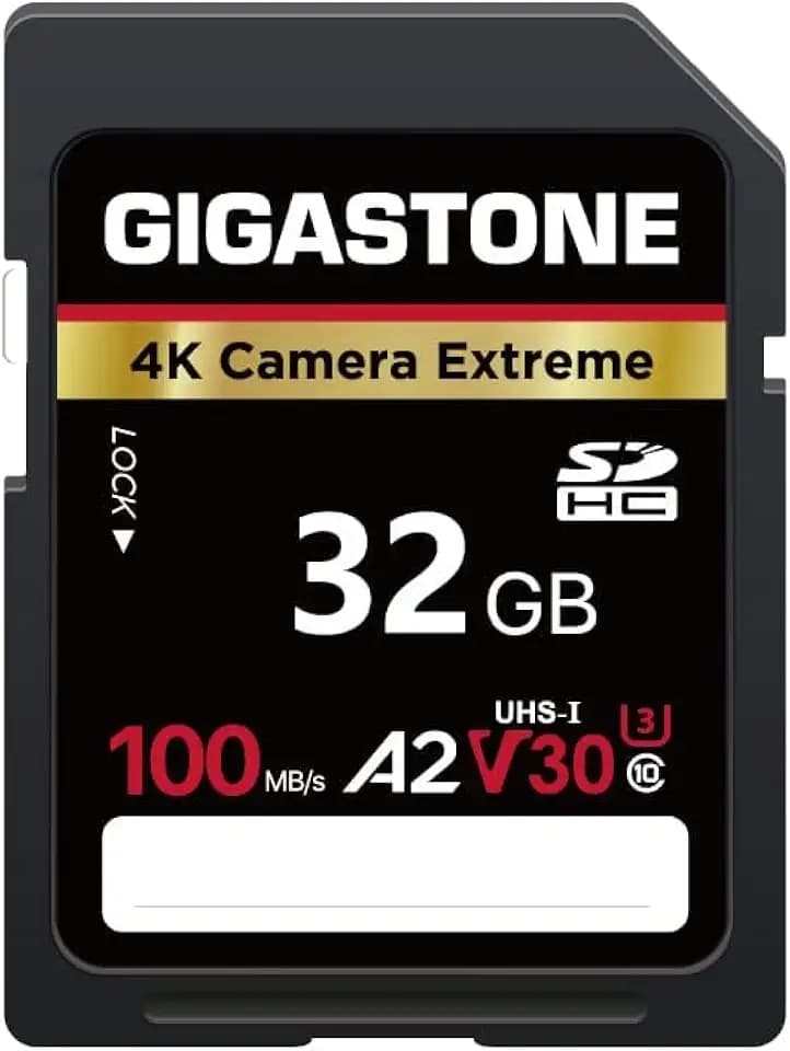 【5-Years Data Recovery】 GIGASTONE 32GB SD Card, 4K Camera Extreme, UHS-I A2 V30 SDHC Memory Card 4K Full HD Video Speed up to 100MB/s Compatible with SPYPOINT TACTACAM WOSPORTS Trail Camera