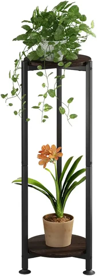 2 Tier Plant Stand Indoor Corner Tall Round Shape Plant Shelf