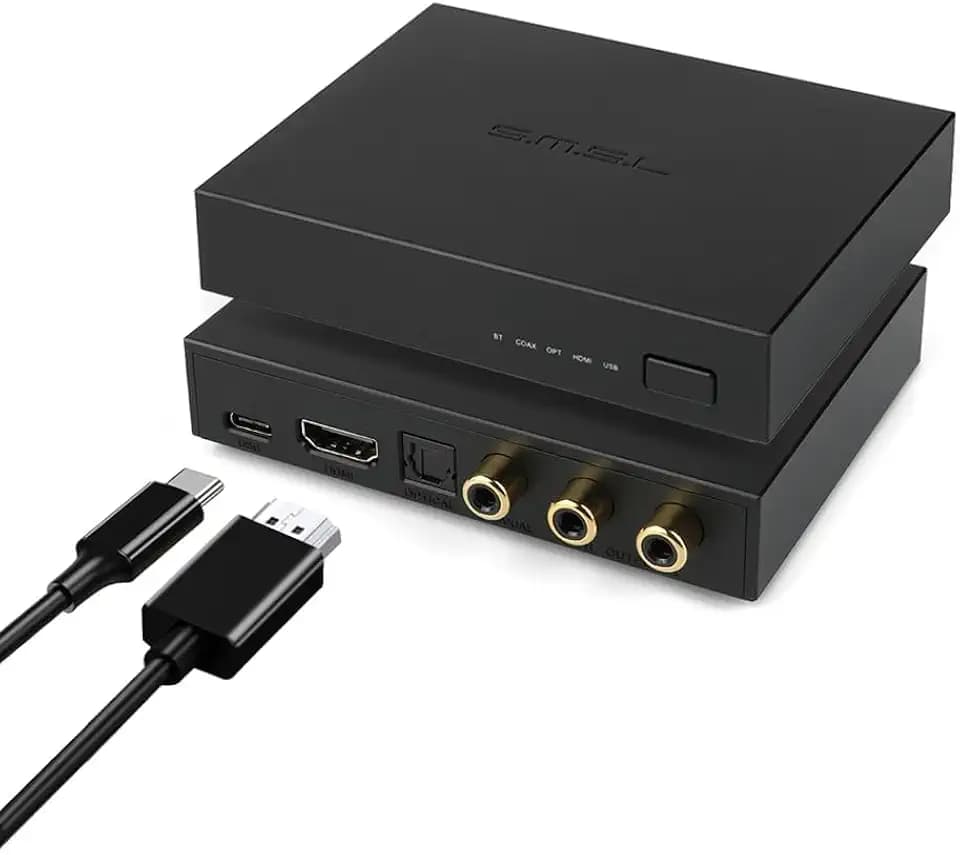 SMSL PS100 Digital-Analog-Audio-Wandler, USB/Optisch/Koaxial/HDMI ARC zu Stereo L/R RCA Ausgang DDC Digital Toslink SPDIF 192kHz DAC Wandler für HDTV, DVD, Blu-Ray Player, Heimkino-Systeme, PS5