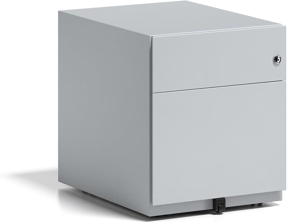 BISLEY Rollcontainer Note mit Griffleiste, 1 Universalschublade, 1 HR-Schublade, Metall, 645 Lichtgrau, 56.5 x 42 x 49.5 cm