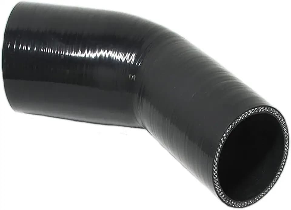 Automotive Silicone Tubing, ID 3" to 3.25" (76mm-83mm) 45 Degree Elbow Reducer, 4.7" (120 mm) leg length,Universal 4-Ply High Performance Coupler Silicone Hose (Black)