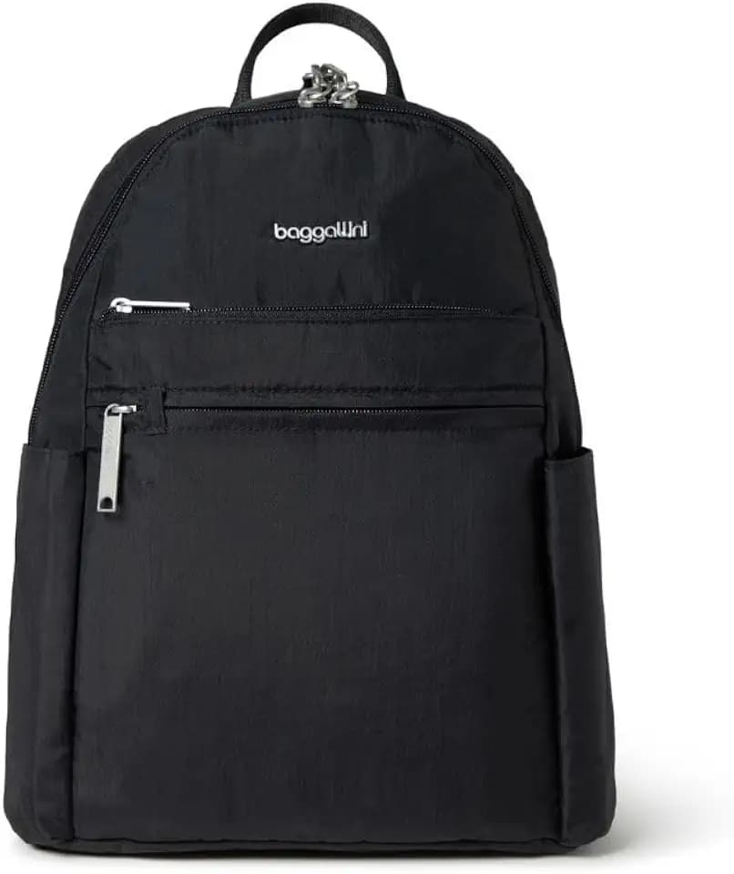 Baggallini Securtex® Anti-theft Vacation Travel Backpack 10x13 Slash-Resistant Nylon Daypack w/RFID, Black