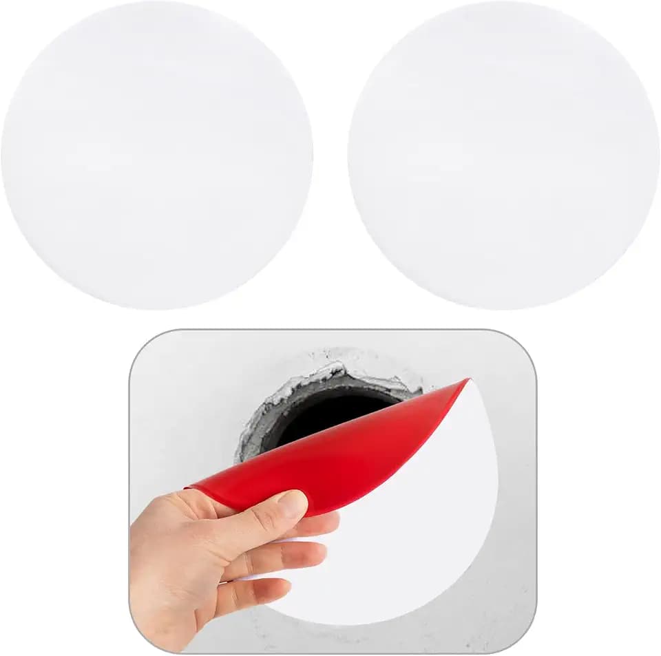 Rubber Bond Self-Adhesive Rubber Wall Outlet Cover Plate 2 Pack - Easy to Apply Peel & Stick Drywall Hole Patch - 7 Inch Round Screwless Blank Wall Plate Cover - Premium Rubber Wall Hole Cover (White)
