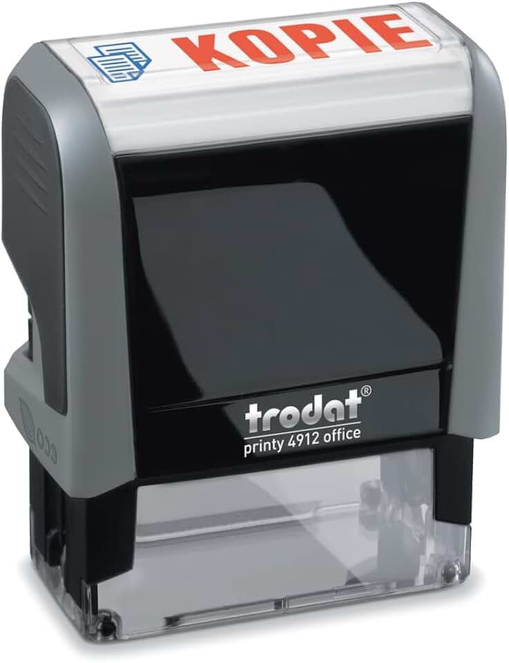 Trodat Office Printy 4912 Textstempel Kopie â€“ Selbstfärbend, Blau/Rot, Kunststoff, AbdruckgröÃŸe 47 x 18 mm
