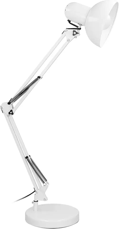 Virone Deon Schreibtischlampe E27 60W mit Anschlusskabel Steel Weiß
