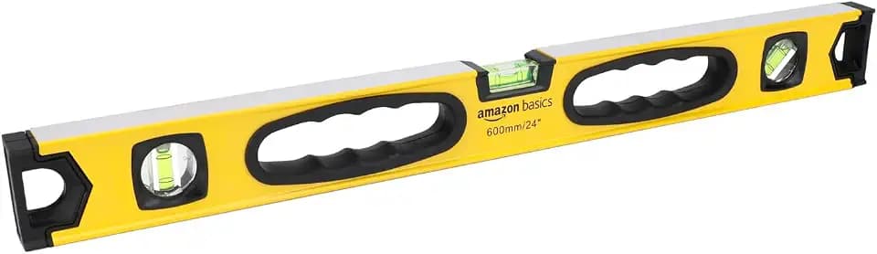 Amazon Basics Wasserwaage aus stoßfester Aluminiumlegierung, magnetische Wasserwaage Lot/180-90-45-Grad-Wasserblasen, 61 cm (24 zoll), Gelb