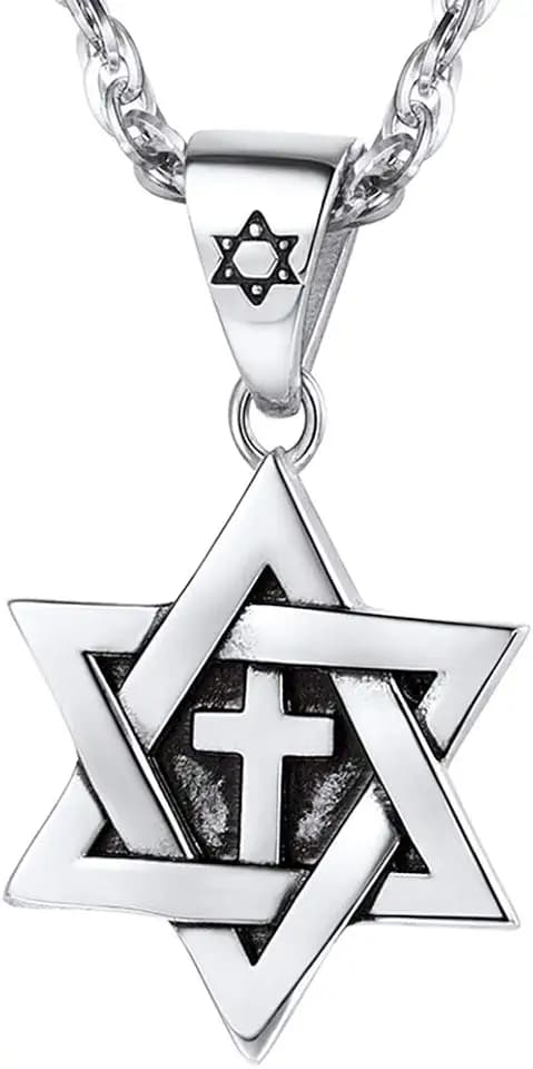 PROSTEEL Jewish Magen Star Of David Necklace For Women Men, Stainless Steel/925 Sterling Silver Hexagon Pendant Necklace, Adjustable, Come with Box