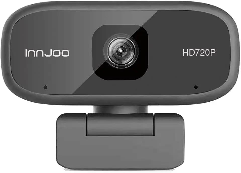 InnJoo Webcam 720p HD 30fps Treiberlos, kompatibel mit Windows XP/Vista/7/10, MacOS, Linux und Superior, Schwarz