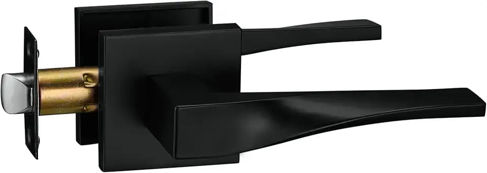 Berlin Modisch Sleek Series Passage Lever Door Handle Non-Locking Lever Set [for Hallway or Closet Doors] Reversible Heavy Duty – Iron Black Finish