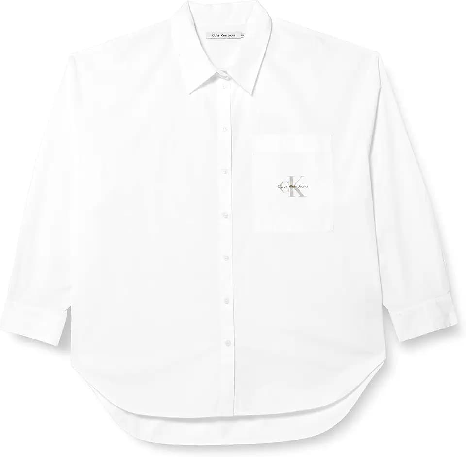 Calvin Klein Damen Plus Monologo Relaxed Shirt J20j220144 Gewebte Oberteile