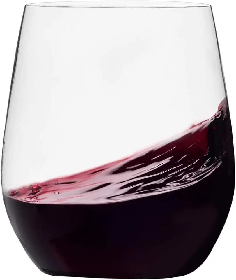 Munfix Disposable Plastic Wine Glasses, Stemless 12 oz Clear Shatterproof Cups, BPA-Free, 48 Pack