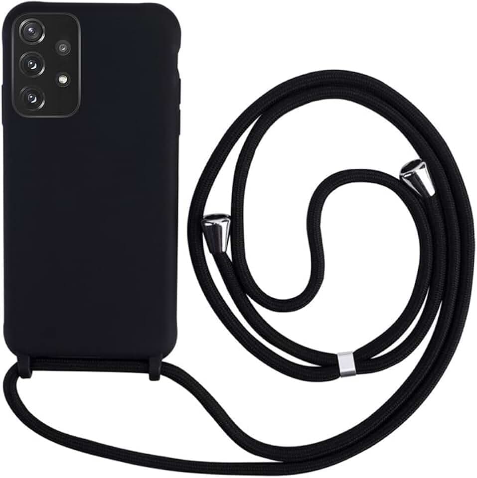 Keteen handyband hülle für Samsung Galaxy A52 4G / 5G / A52S 5G Handyhülle mit Band Slim Silikon Abnehmbar Kordel Stossfest Bumper Cover zum Umhängen Necklace Handyhülle für Samsung A52-Schwarz